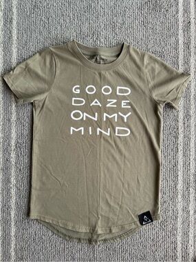 TRILOGY - Boys Olive Short Sleeve Tee with "Good Daze On My Mind" Print